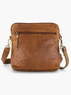 Dames 5th Avenue Cognac Leren Schoudertas