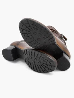 Dames Medicus Donkerbruine Leren Comfort Enkellaars Hak