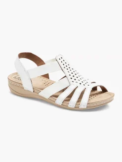 Dames Easy Street Witte Leren Sandaal