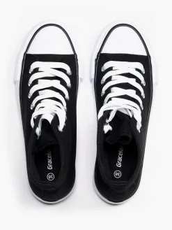 Dames Graceland Zwarte Hoge Canvas Sneaker