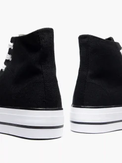 Dames Graceland Zwarte Hoge Canvas Sneaker