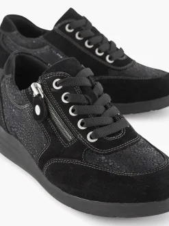 Dames Medicus Zwarte Leren Comfort Sneaker