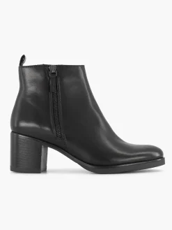 Dames 5th Avenue Zwarte Leren Enkellaars Hak