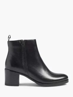 Dames 5th Avenue Zwarte Leren Enkellaars Hak