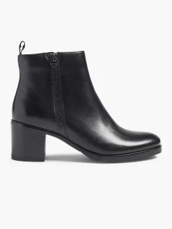 Dames 5th Avenue Zwarte Leren Enkellaars Hak