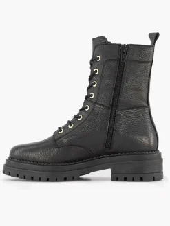 Dames 5th Avenue Zwarte Leren Veterboot