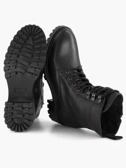 Dames 5th Avenue Zwarte Leren Veterboot