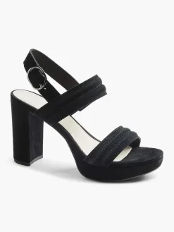 Dames 5th Avenue Zwarte Suede Sandalette